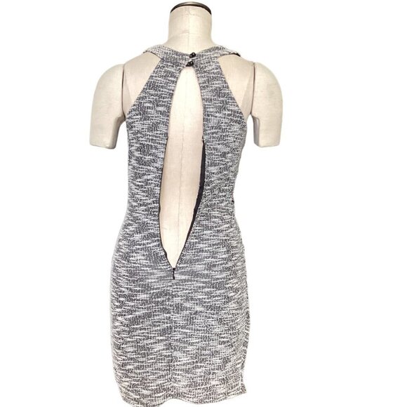 Faux Wrap Mini Dress M Black White "Tweed" pattern by Dainty Hooligan 172C - Picture 6 of 8